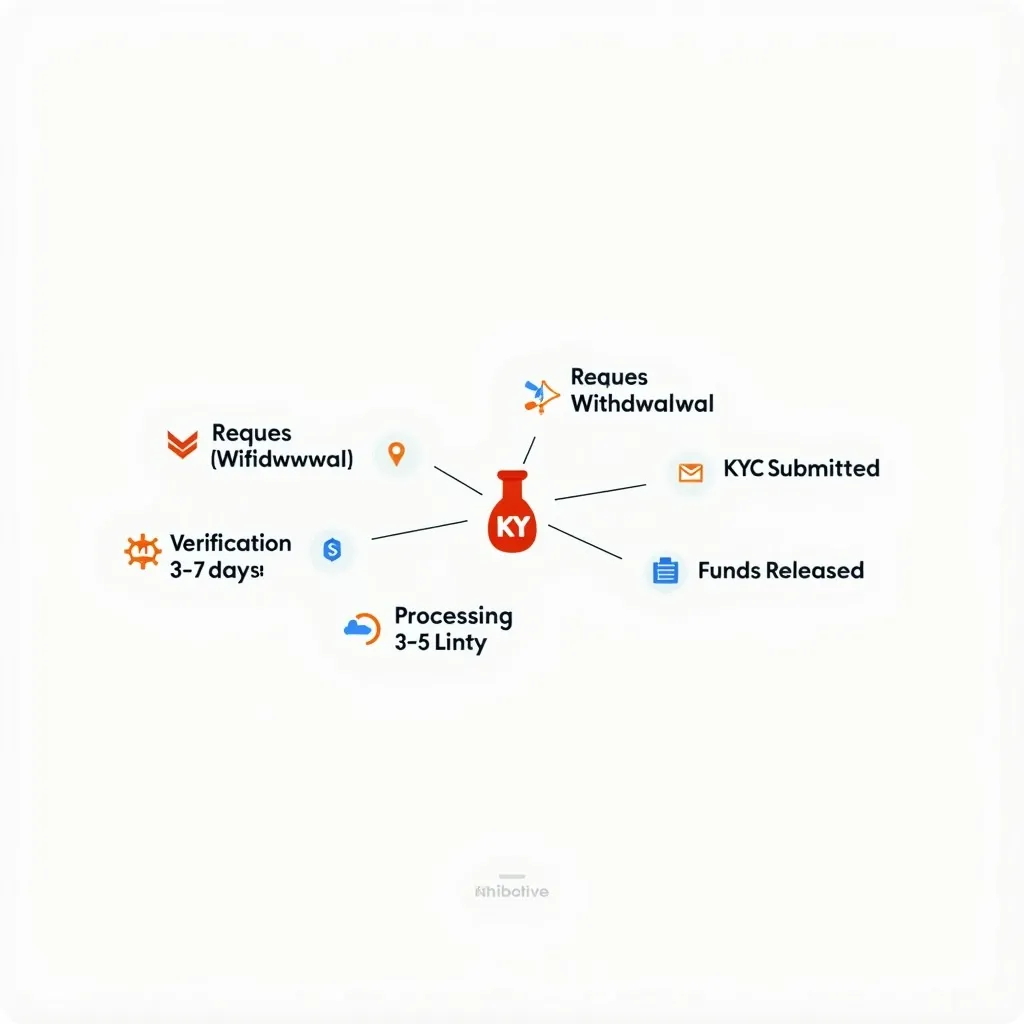 Illustration of a withdrawal request timeline with KYC bottleneck