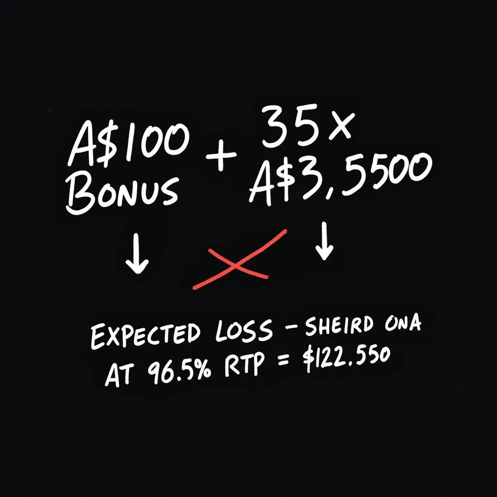 Wagering requirement calculation example showing 35x