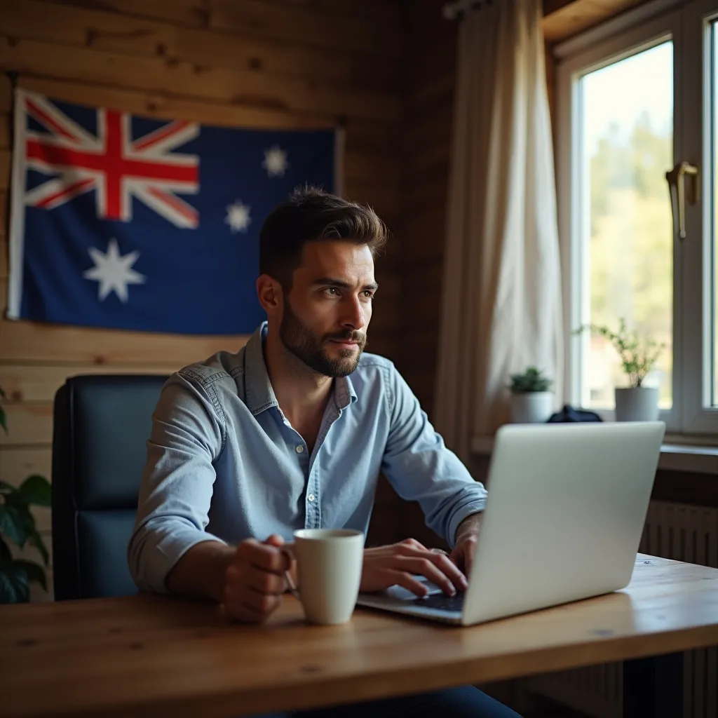 Australian player using a laptop to access an offshore casino