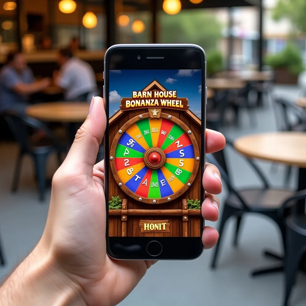 Hand holding a phone showing the Wheel Bonus